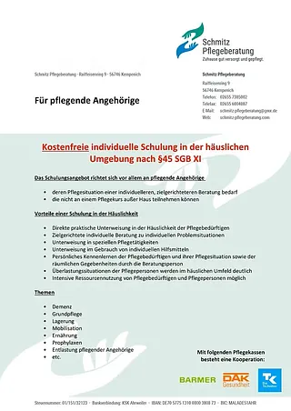 Schmitz Pflegeberatung & Betreuungsdienst - Pflegeberatung & Betreuungsdienst 